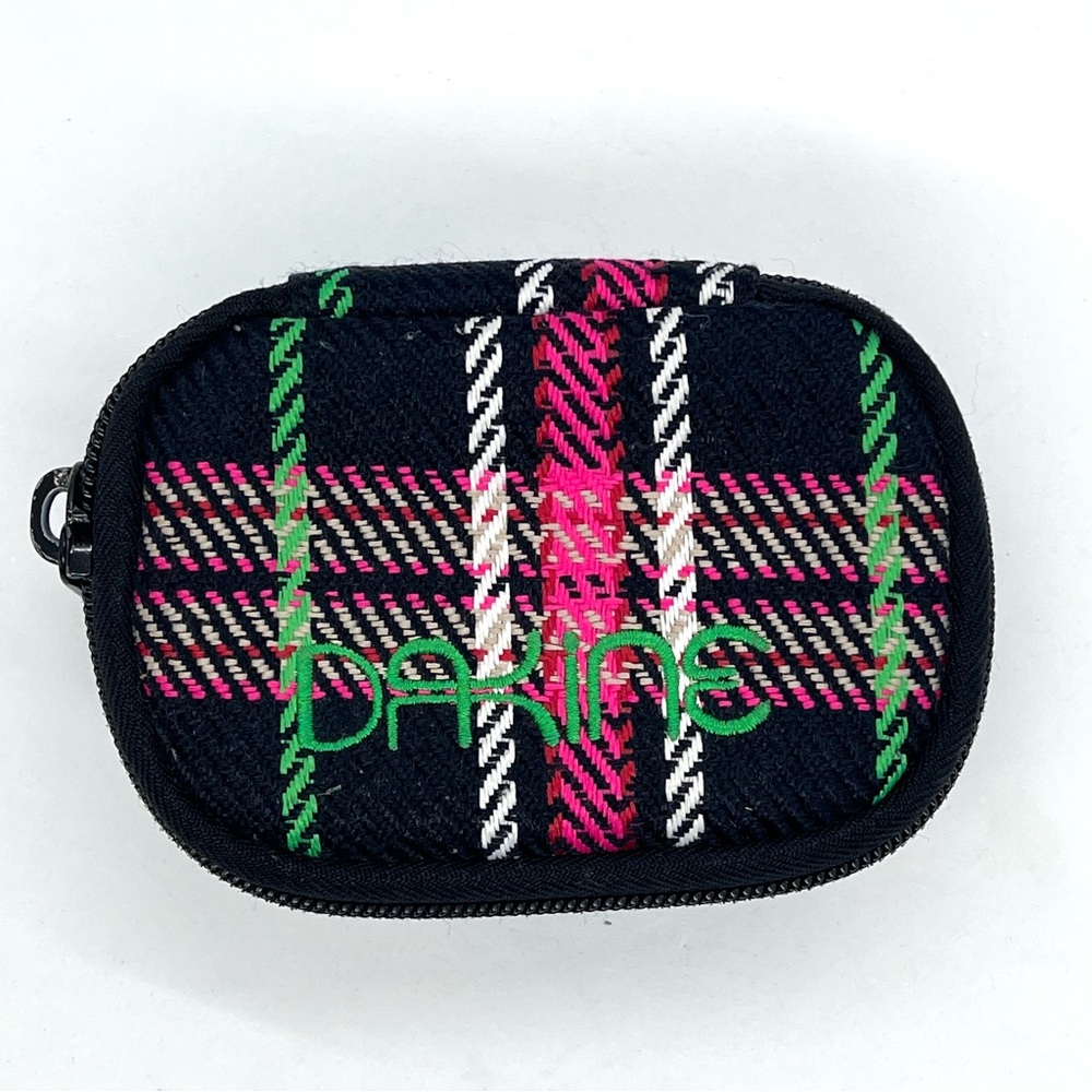 Dakine Digital Case Zip Pouch – Plaid Black Pink Green – Small Accessory Bag